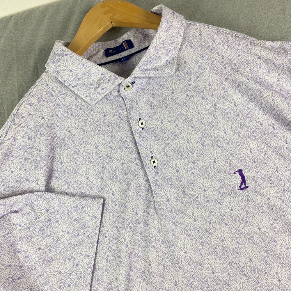 Stitch mens Golf Polo shirt XXL 2XL The Players embroidered pattern purple white